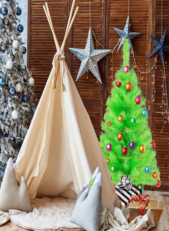 CIPOWM 3FT Artificial Christmas Tree Lime Green Mini Tabletop Christmas Pine Tree with Plastic Stand Small Xmas Tree for Indoor Outdoor Holiday Home Decoration - Image 5