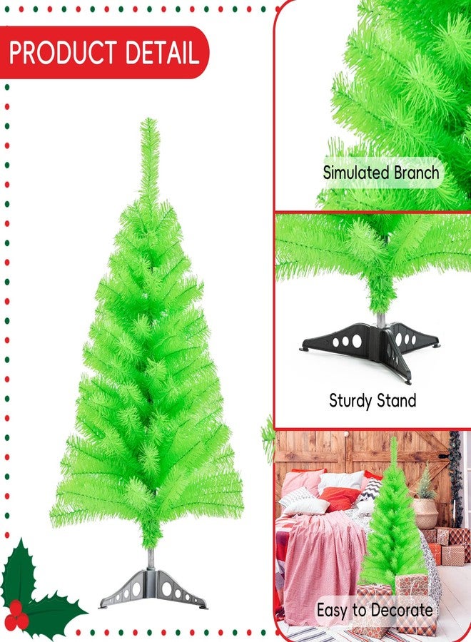 CIPOWM 3FT Artificial Christmas Tree Lime Green Mini Tabletop Christmas Pine Tree with Plastic Stand Small Xmas Tree for Indoor Outdoor Holiday Home Decoration - Image 4