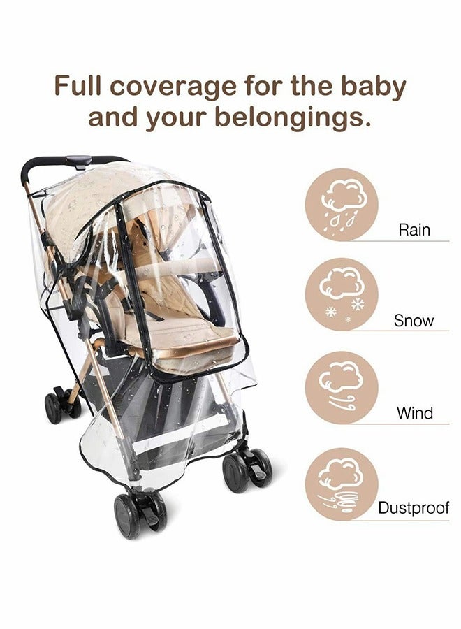 KASTWAVE Universal Pushchair Cover Travel Outdoor Rain Cover, Children Umbrella Car Windshield Rain Cover for Buggy Pram, Double Zipper EVA Transparent and Windproof Waterproof Dust Snow - Image 2