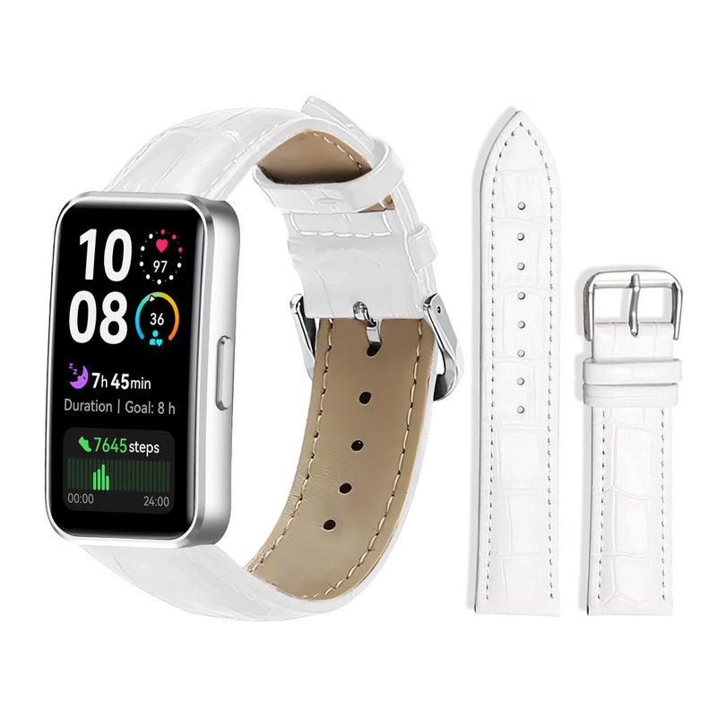 For Huawei Band 10 / 9 / 8 14Mm Bamboo Texture Pin Buckle Leather Watch Band(White) - Image 1