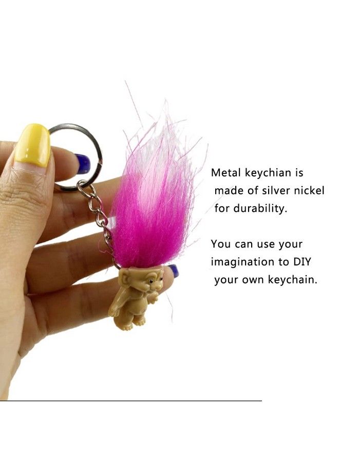 Yintlilocn 10Pack Cute Troll Dolls Key Ring Crazy Colour Hair Figurine Kids Toy Party Decoration Good Luck Dolls Keychain Key Holder  - Image 4