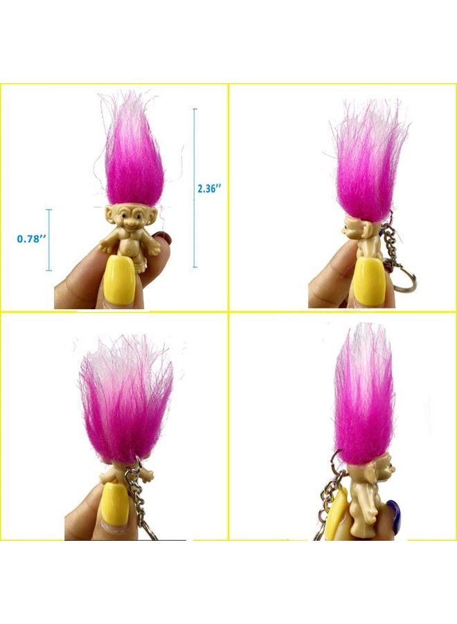 Yintlilocn 10Pack Cute Troll Dolls Key Ring Crazy Colour Hair Figurine Kids Toy Party Decoration Good Luck Dolls Keychain Key Holder  - Image 5