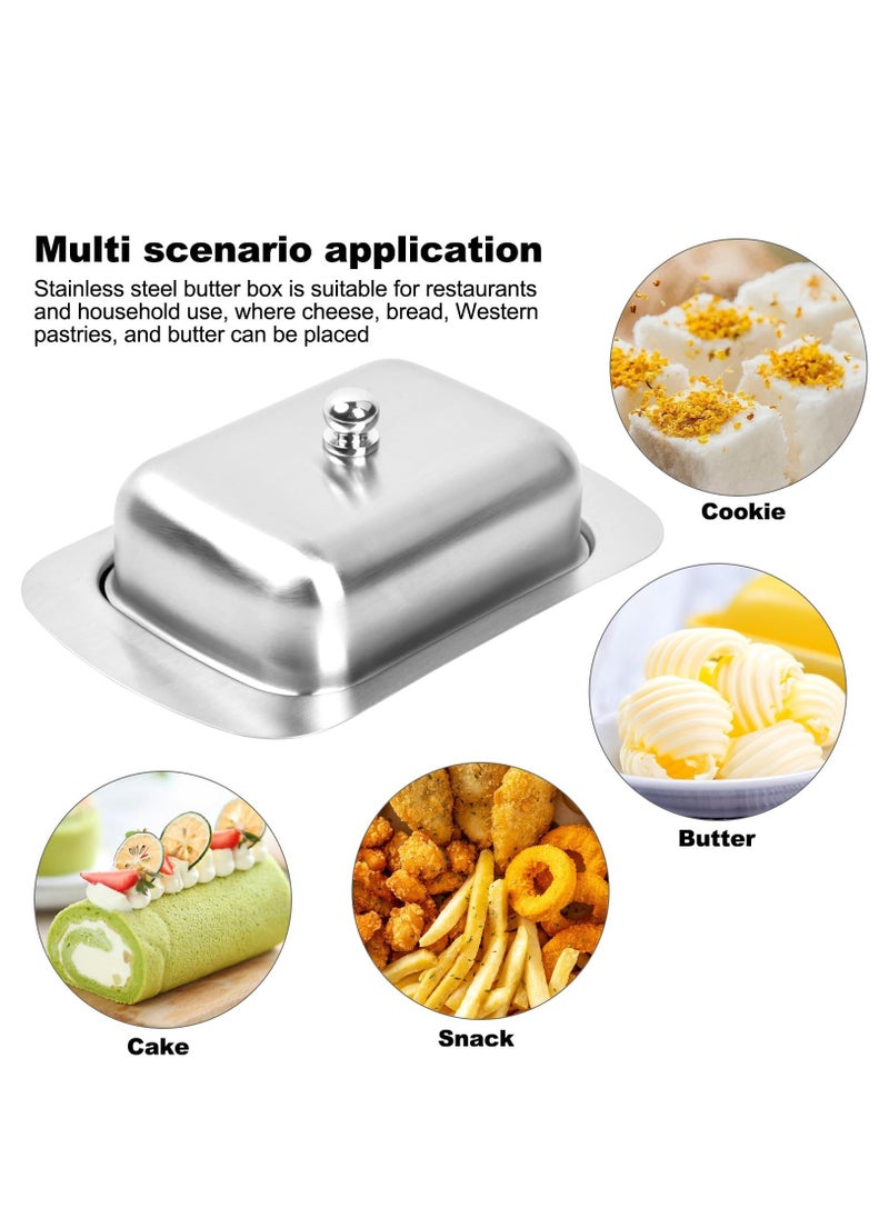 Excefore - Stainless Steel Butter Dish with Lid, Butter Container, Butter Serving Dish, Reusable Butter Storage Tray for European and East West Coast Butter, Dishwasher Safe, Silver, 19 x 12.5 x 6.7CM - Image 1