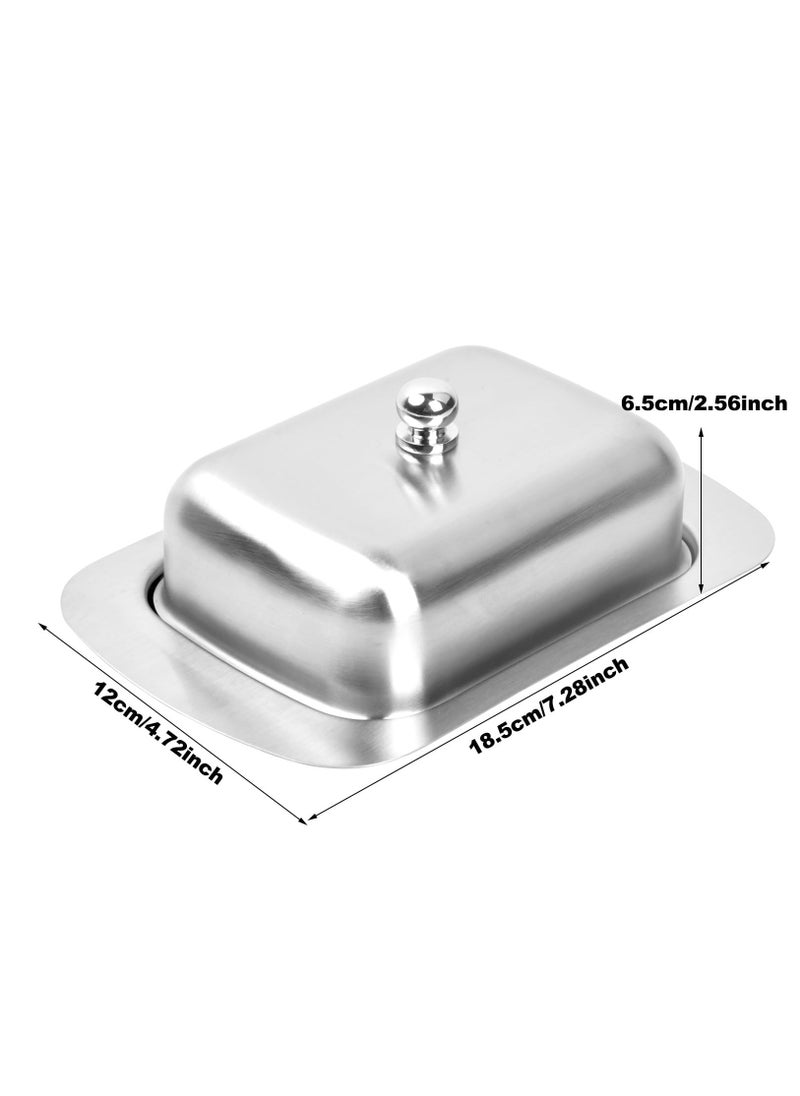 Excefore - Stainless Steel Butter Dish with Lid, Butter Container, Butter Serving Dish, Reusable Butter Storage Tray for European and East West Coast Butter, Dishwasher Safe, Silver, 19 x 12.5 x 6.7CM - Image 1