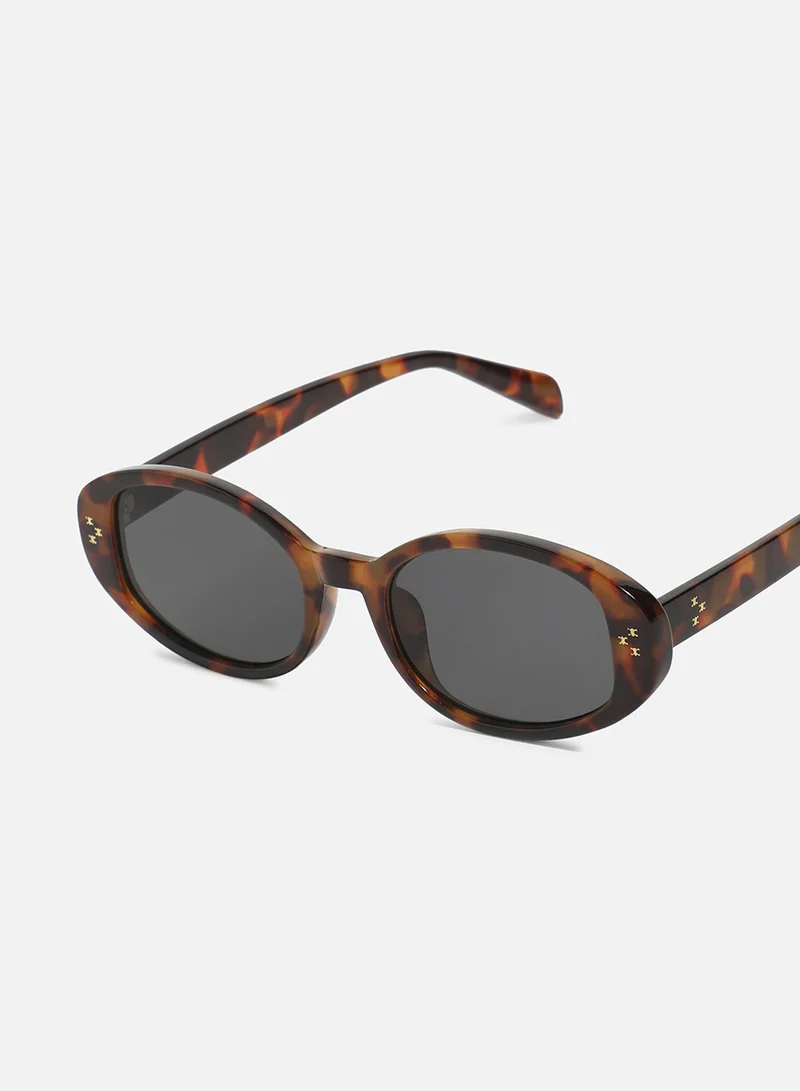 صوص هاوت Tortoise Shell Oval Sunglasses - Brown