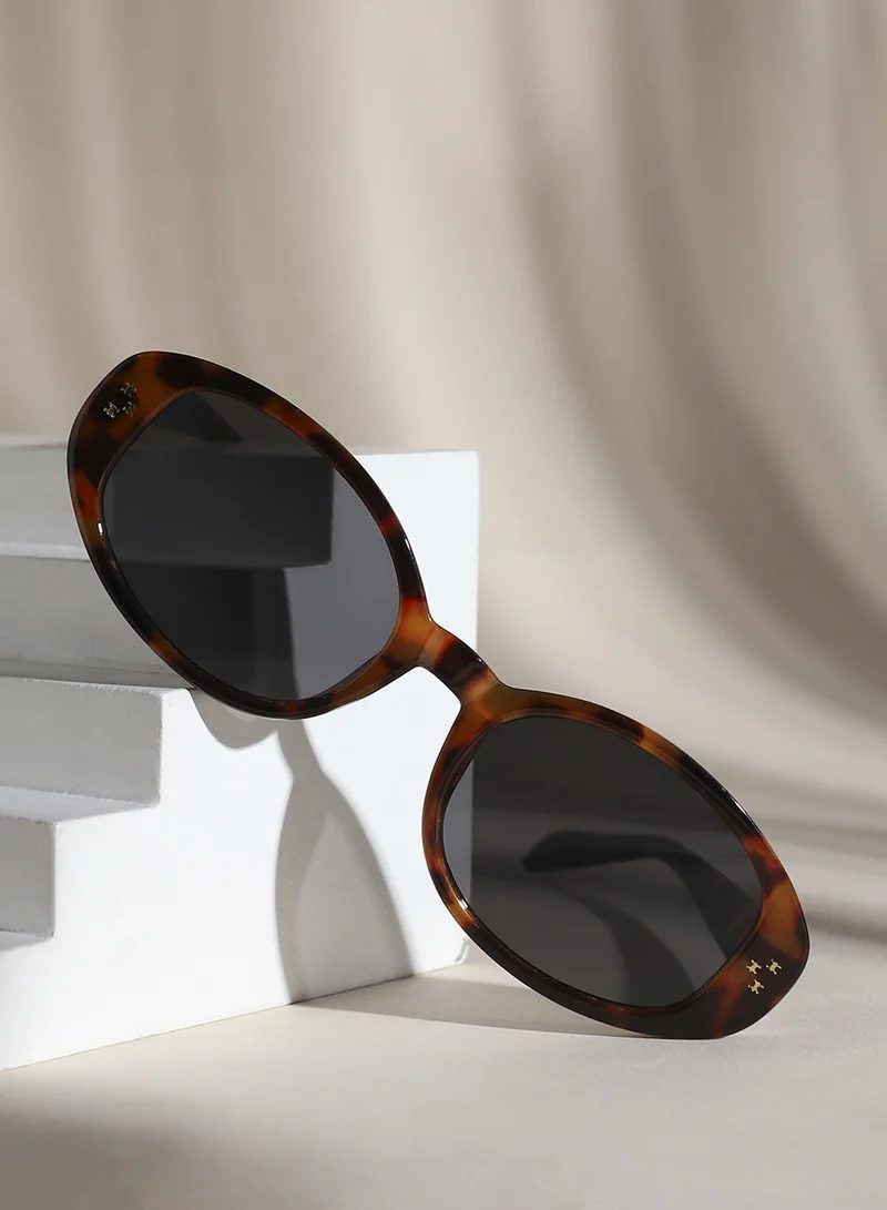 صوص هاوت Tortoise Shell Oval Sunglasses - Brown