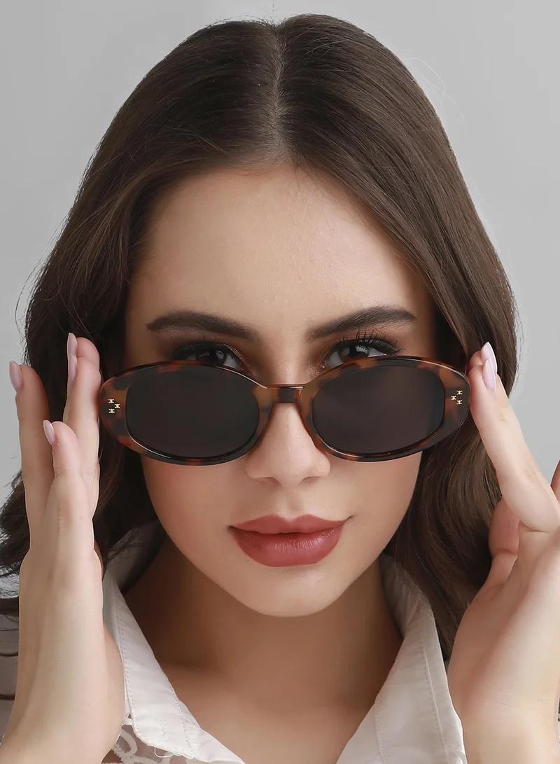 صوص هاوت Tortoise Shell Oval Sunglasses - Brown