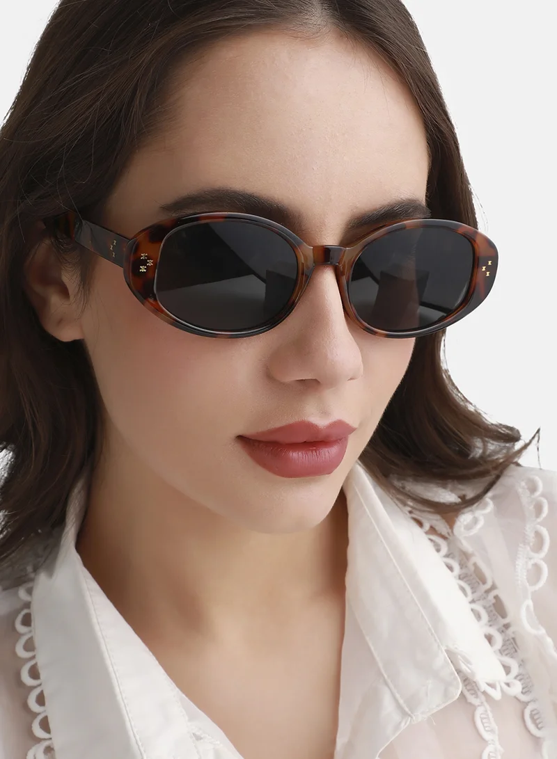 صوص هاوت Tortoise Shell Oval Sunglasses - Brown