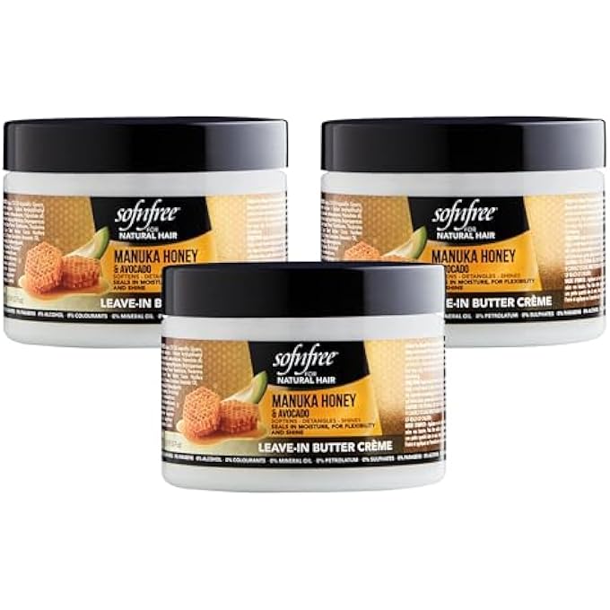 SOFNFREE SOFN'FREE LEAVE-IN CONDITIONER WITH MANUKA HONEY & AVOCADO NATURAL HAIR BUTTER AND MOISTURIZER FOR COILY & CURLY HAIR - 11 FL OZ (PACK OF 3) - Image 1