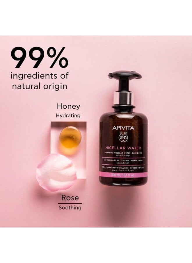 Apivita APIVITA Micellar Water | Hydrating & Noursishing Cleansing Micellar Water for Face & Eyes with Rose & Honey, 300 mL / 10.1 oz  - Image 2