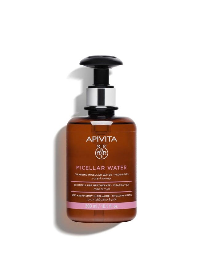 Apivita APIVITA Micellar Water | Hydrating & Noursishing Cleansing Micellar Water for Face & Eyes with Rose & Honey, 300 mL / 10.1 oz  - Image 1