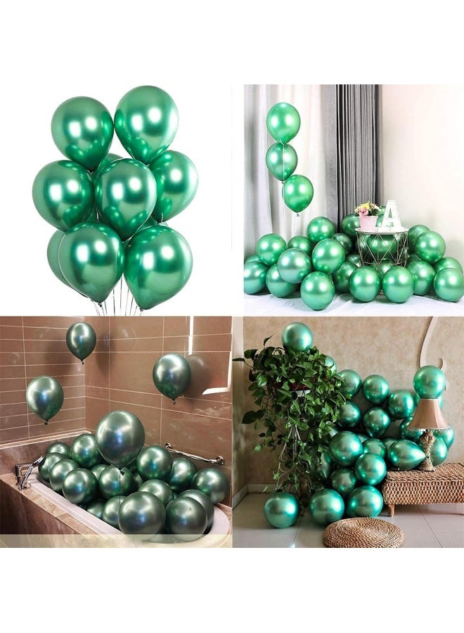 Goldedge - 50 PCS Chrome Green Balloons, 12 Inch Party Balloons for Festive and Holiday Decorations - Image 4