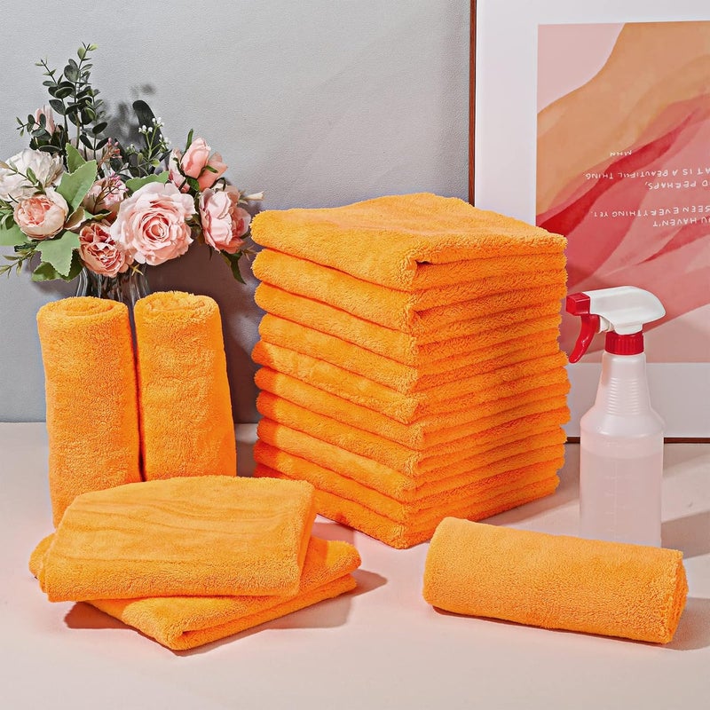 Shimeyao 30 Pcs Edgeless Microfiber Plush Towels for Cars - 500 GSM, 16 x 16 Inch (Orange) - Image 5
