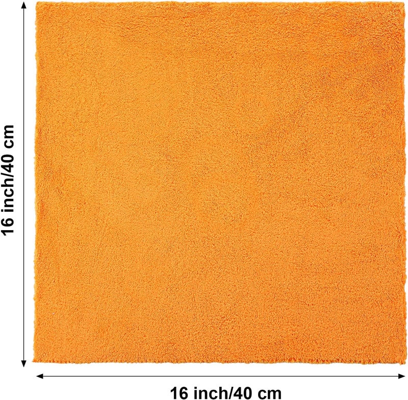 Shimeyao 30 Pcs Edgeless Microfiber Plush Towels for Cars - 500 GSM, 16 x 16 Inch (Orange) - Image 2