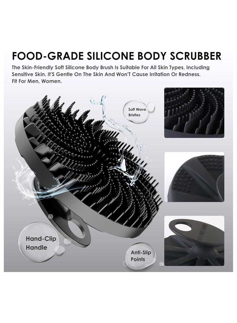 فرشاة تنظيف الجسم المصنوعة من السيليكون الآمن غذائيًا، تقشير وتدليك لطيف، رغوة لطيفة، أكثر صحة وتدوم لفترة أطول - Image 2