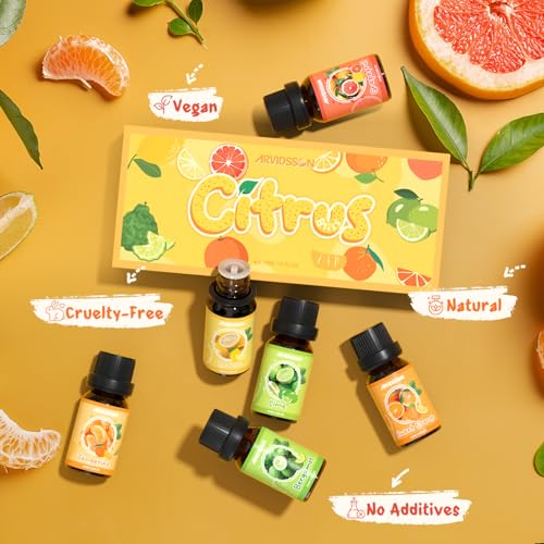 ARVIDSSON Citrus Essential Oils Set, ARVIDSSON Fresh Fruit Essential Oil for Diffuser, Grapefruit, Bergamot, Sweet Orange, Lemon, Lime, Tangerine, Citrusy Scented Oils Gift for Women - Image 5