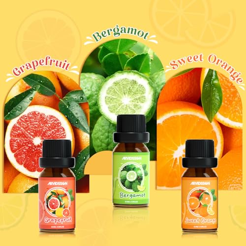 ARVIDSSON Citrus Essential Oils Set, ARVIDSSON Fresh Fruit Essential Oil for Diffuser, Grapefruit, Bergamot, Sweet Orange, Lemon, Lime, Tangerine, Citrusy Scented Oils Gift for Women - Image 3