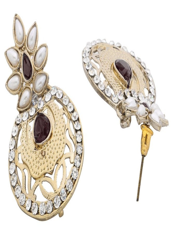 Zivom® Flower Filigree Antique Rhodium Pearl Black Earring For Women - Image 3