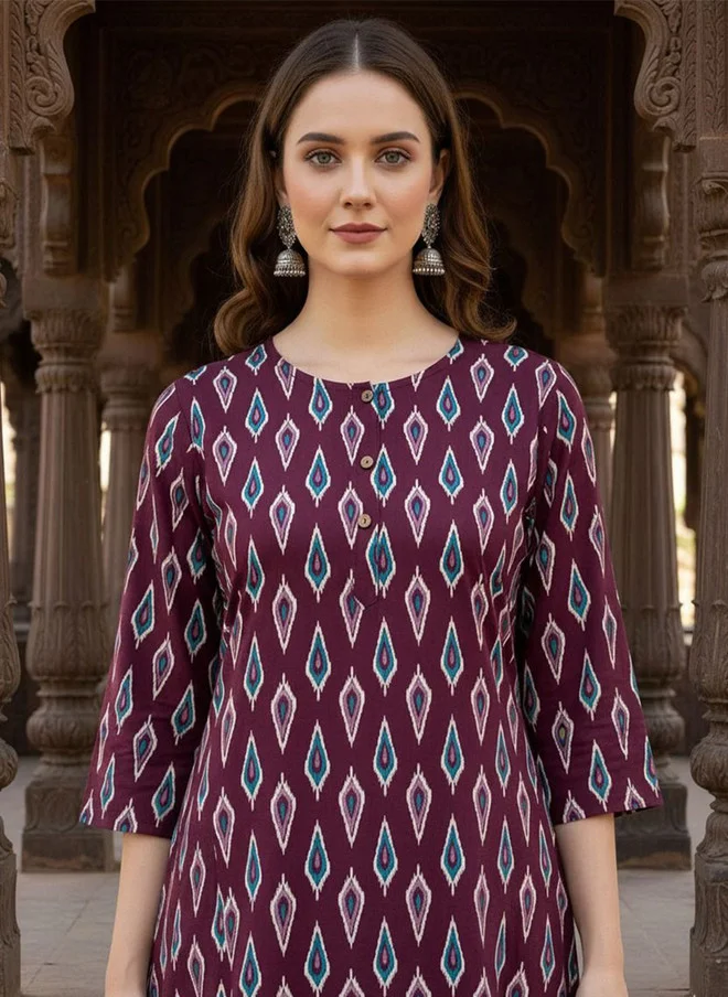 Saka Designs Floral Printed Knee Length Kurta
