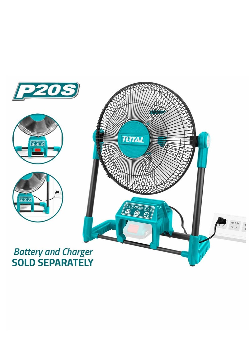 TOTAL Total Cordless 3 Speed 20V Rechargeable 2-in-1 Portable Fan -13” Electric & Battery Operated, Adjustable Tilt for Indoor & Outdoor Use, Timer Function Included| Battery and Charger Sold Separately  - Image 2