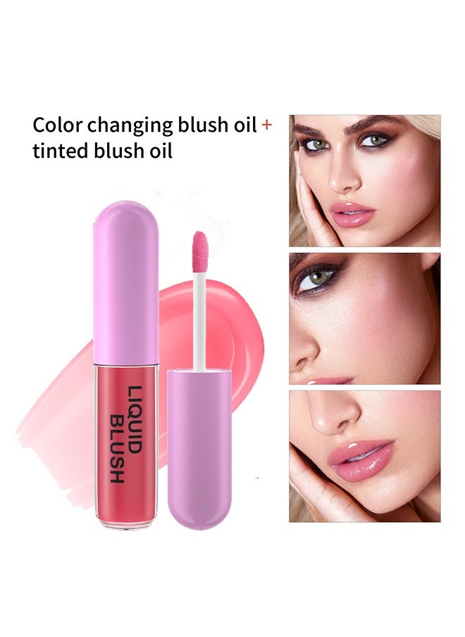 HelloKiss Liquid Blush-Color Changing Blush Oil, Moisturizing Blusher For Cheeks And Lips Balm, Create Natural And Vibrant Makeup #02  - Image 4
