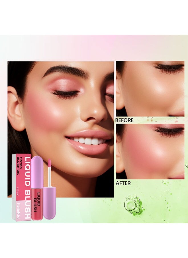 HelloKiss Liquid Blush-Color Changing Blush Oil, Moisturizing Blusher For Cheeks And Lips Balm, Create Natural And Vibrant Makeup #02  - Image 2