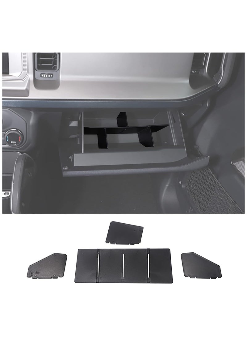Generic Glove Box Organizer for 2021-2022 Bronco 2/4-Door, Black ABS Storage Dividers for Passenger Side, Car Interior Accessories, Phone Pocket Organizer Insert for Glove Compartment.  - Image 1