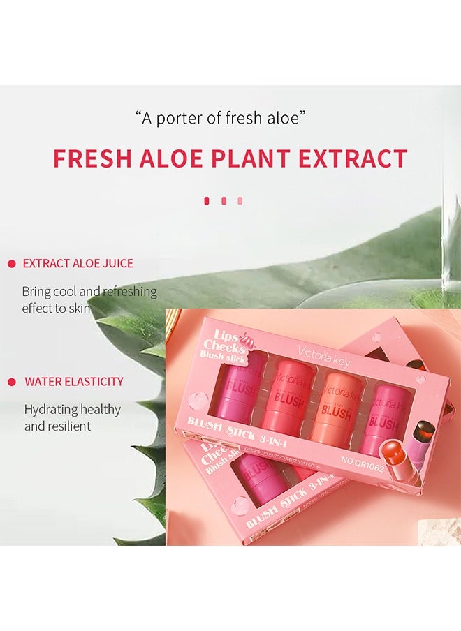 Victoria Lips Cheeks Blush Stick - Pack of 4 Milk Jelly Blush Stick, Multi Jelly Tint Blush Stick, Lip Tint Stain, Long Lasting Multi Use Makeup Blush Stick, Milk Jelly Blush Tint for Lips Cheek  - Image 2