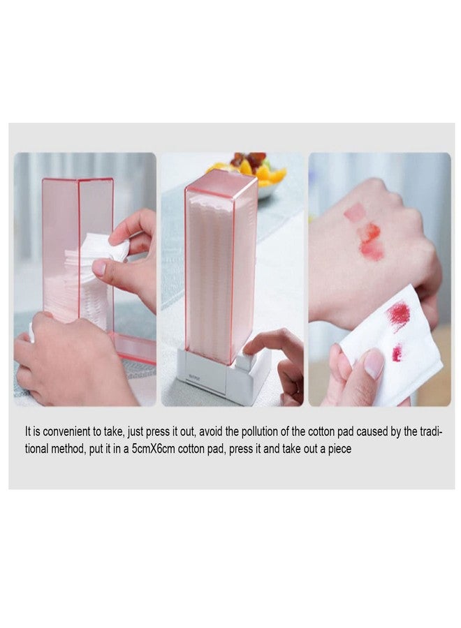 plplaaoo Automatic Cotton Pad Dispenser,Automatic Cotton Pad Holder, Cotton Pad Holder Organizer, Pink Transparent Appearance Easy Take PC Automatic Cotton Pad Storage, for Lint Free Nail Wipes, cotton pa - Image 3