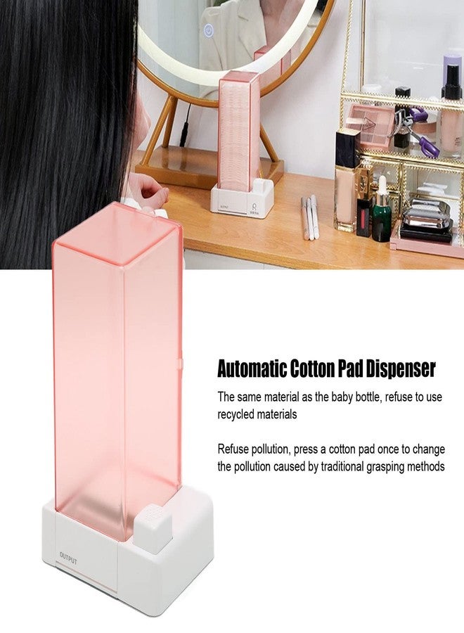 plplaaoo Automatic Cotton Pad Dispenser,Automatic Cotton Pad Holder, Cotton Pad Holder Organizer, Pink Transparent Appearance Easy Take PC Automatic Cotton Pad Storage, for Lint Free Nail Wipes, cotton pa - Image 2