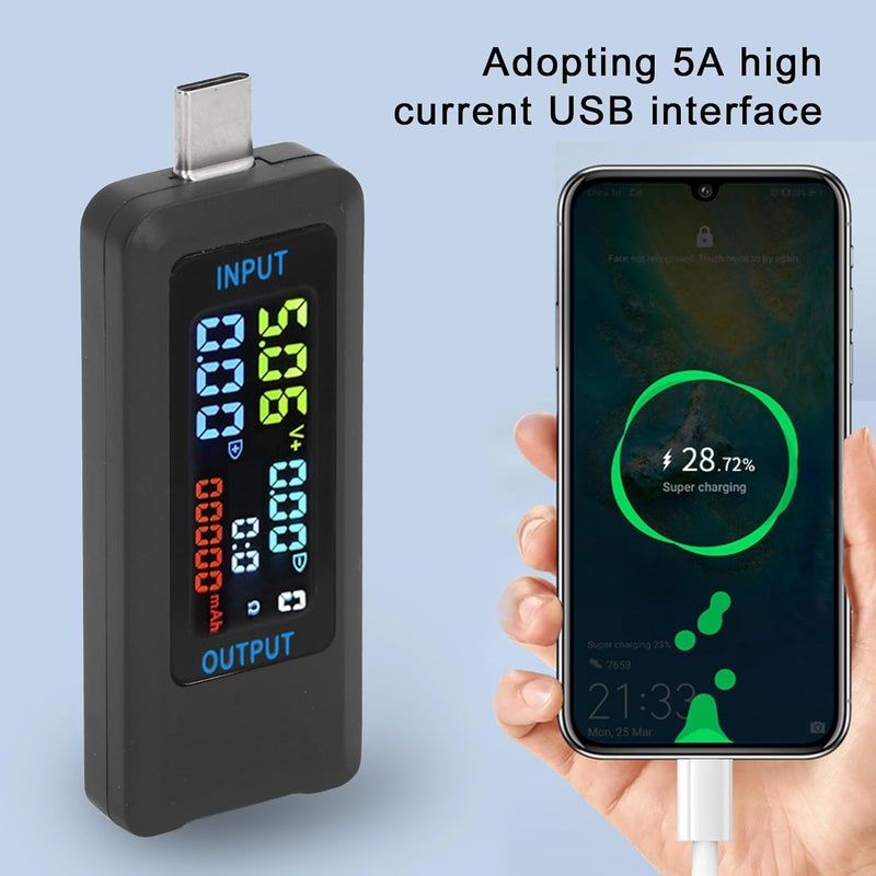 Type C Digital Voltmeter Ammeter 6527-5 - 36V 0-8A USB Monitor with 4 Digit IPS LCD Display - 150W Tester for Voltage Current Capacity Energy Impedance and Temperature - Image 3
