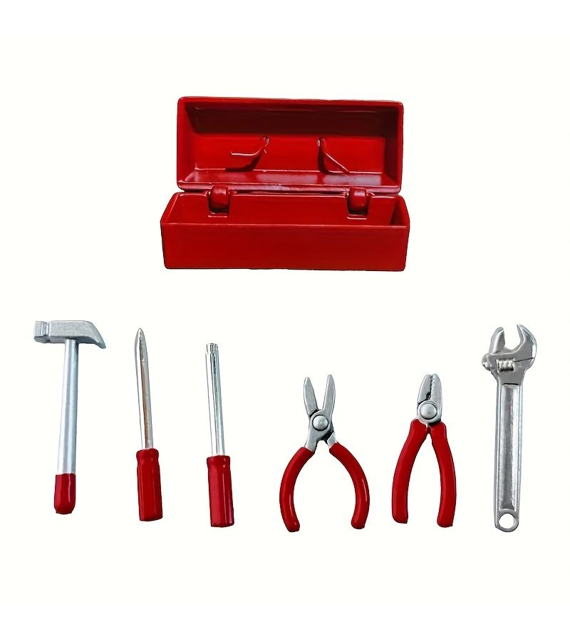 7 Pcs Mini Tool Box Set Green With Pliers Screwdrivers Wrenches - Image 5