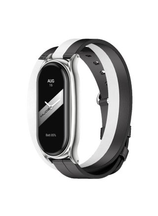 Replacement Strap For Xiaomi Mi Band 8 Mijobs Plus Case Double-Loop Leather Watch Band Black+White+Silver - pzsku/Z3CB1B4DFF043DB2E7654Z/45/_/1714870393/829a0f0c-d572-493d-9fe8-630ee9104b61