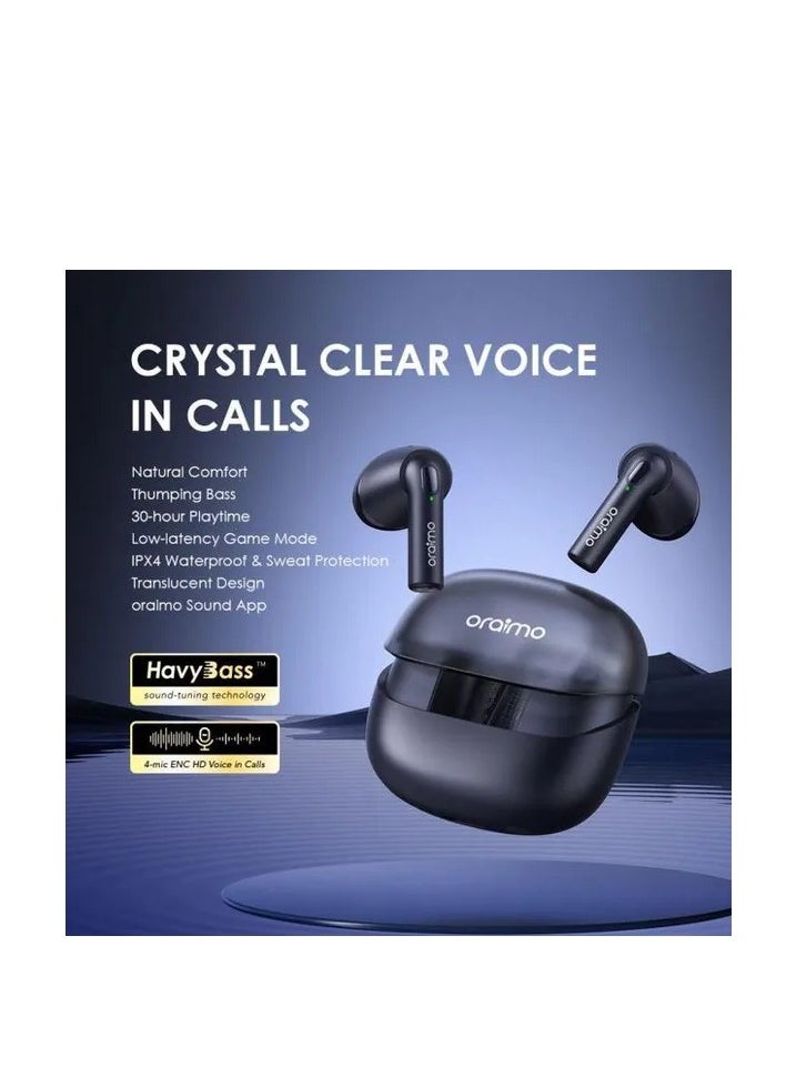 Generic - Oraimo Riff 2 True Wireless Bluetooth Earbuds – 30H Playtime, ENC HD Calls, HavyBass™ Sound, Low-Latency Gaming Mode, and IPX4 Waterproof Design - Image 1