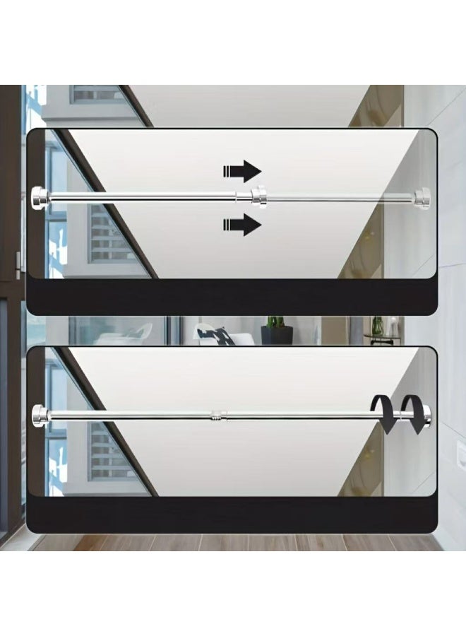 Tension Shower Curtain Rod 68-225cm,Telescopic Curtain Pole, Adjustable Window Curtain Rod Spring，Heavy Duty Closet Tension Rod，Extendable to 88.58inch Clothes Rail Curtain Hanging Rod for Bathroom, Wardrobe, Balcony, Closet Rods,Stainless Steel Spring Perforated Shower Curtain Rod, No Drilling,Room Divider Rack - Image 4