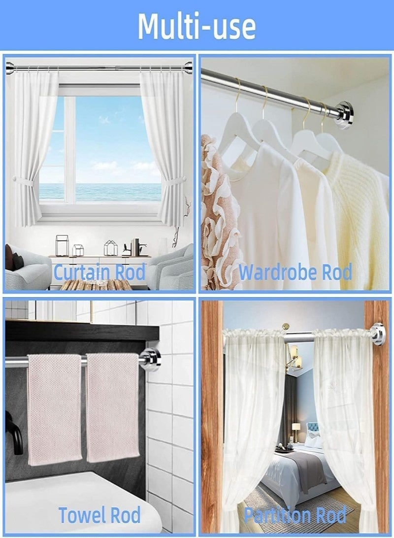 Tension Shower Curtain Rod 68-227cm,Telescopic Curtain Pole,Heavy Duty Closet Tension Rod，Closet Rods, Extendable to 88.58inch Clothes Rail Curtain Hanging Rod for Bathroom, Wardrobe, Balcony, No Drilling,Room Divider Rack - Image 3