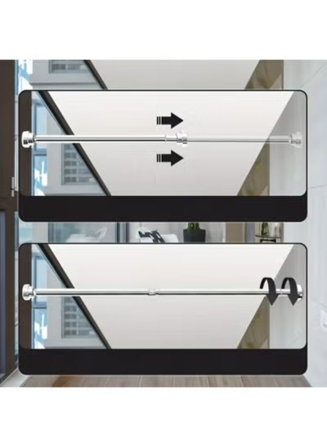 Tension Shower Curtain Rod 68-227cm,Telescopic Curtain Pole,Heavy Duty Closet Tension Rod，Closet Rods, Extendable to 88.58inch Clothes Rail Curtain Hanging Rod for Bathroom, Wardrobe, Balcony, No Drilling,Room Divider Rack - Image 5