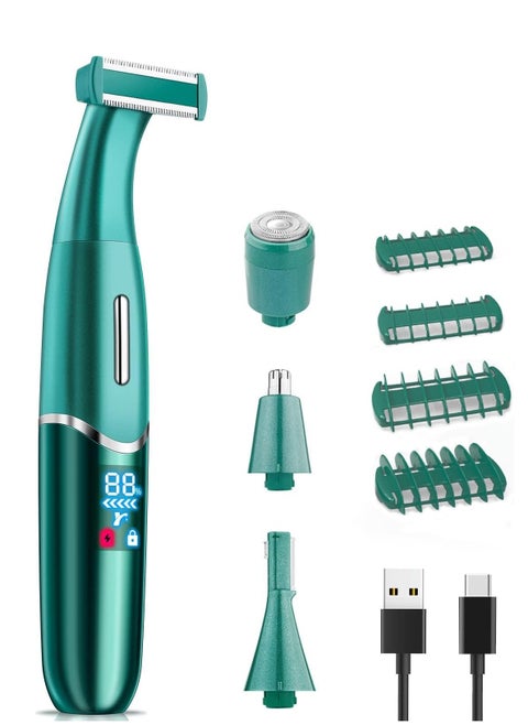 Womens Shaver, 4 in 1 Eyebrow Trimmer, Cordless Protable Body Hair Removal for Eyebrow Face Nose Legs Underarms and Bikini Line, Personal Womens Shaver Set for Wet and Dry