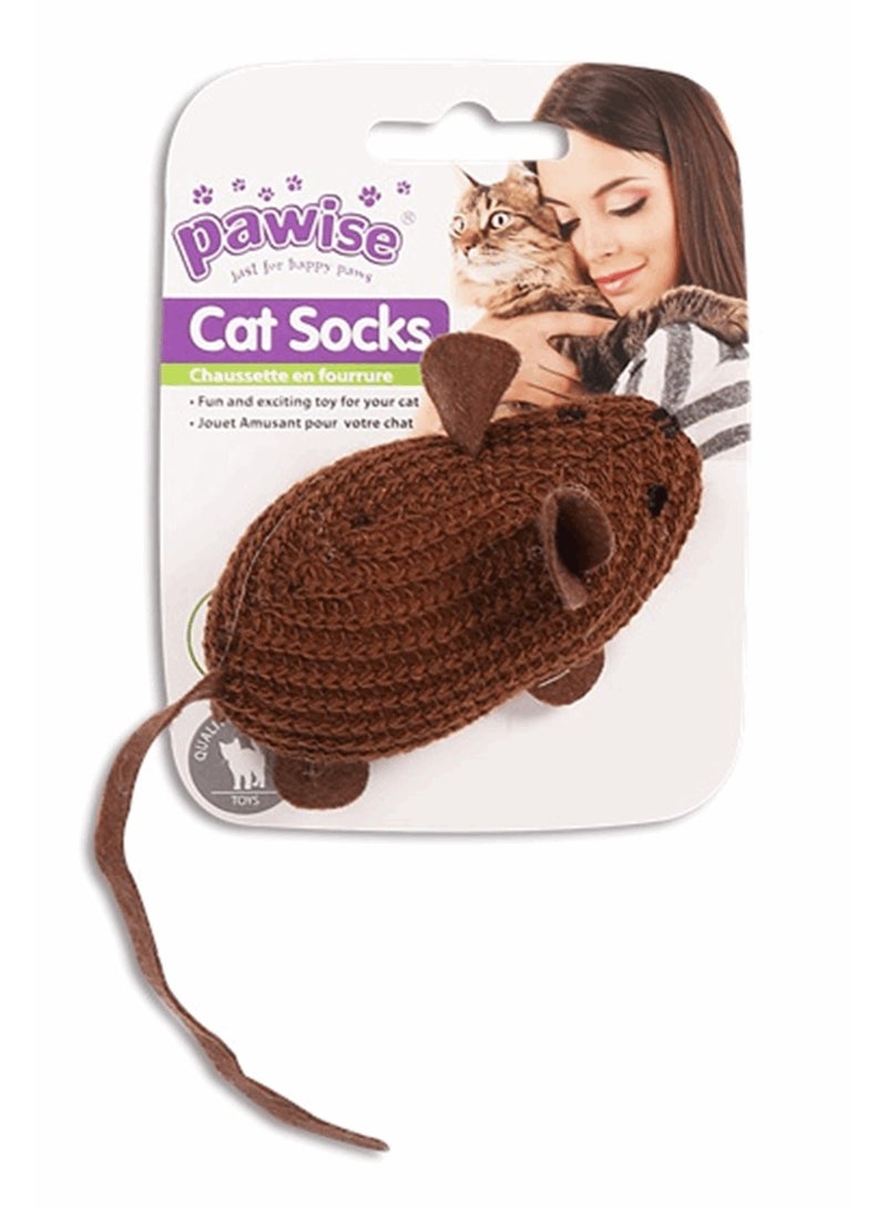 Pawise Cat Socks Mouse Plush Toy (Assorted Colors) 1 Piece 
