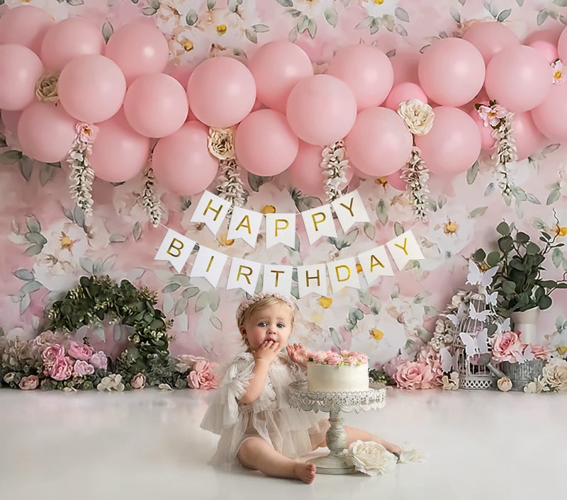 SpecialYou.in Special You Pastel Pink Balloons Happy Birthday Decoration Items for Girls with White HBD Banner, Pastel Color balloons Pink Balloon Garland decoration- set of 53pcs - Image 4