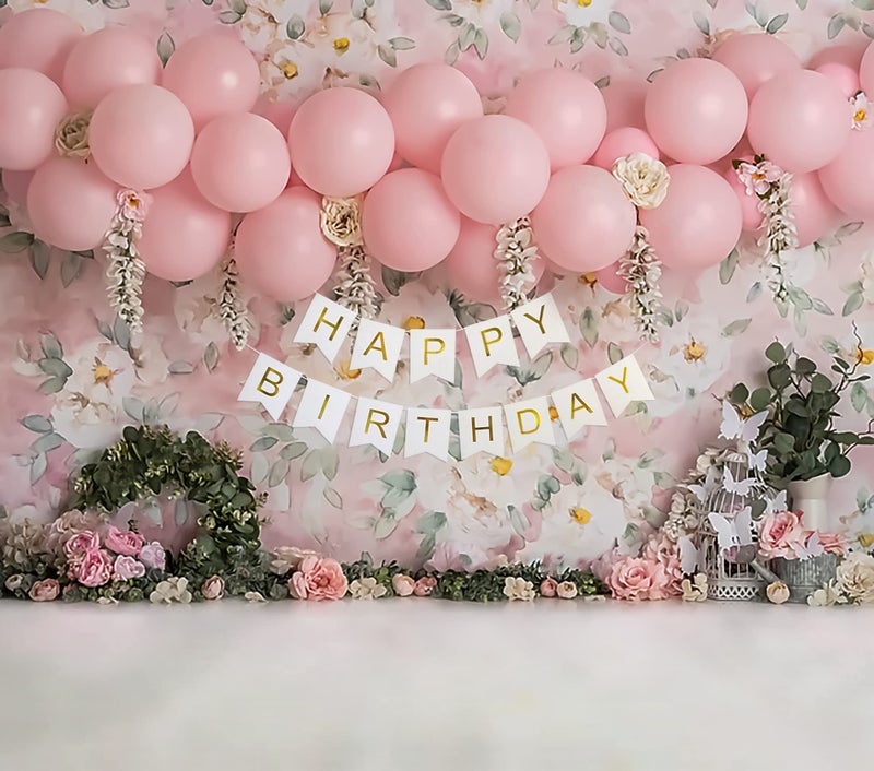 SpecialYou.in Special You Pastel Pink Balloons Happy Birthday Decoration Items for Girls with White HBD Banner, Pastel Color balloons Pink Balloon Garland decoration- set of 53pcs - Image 1