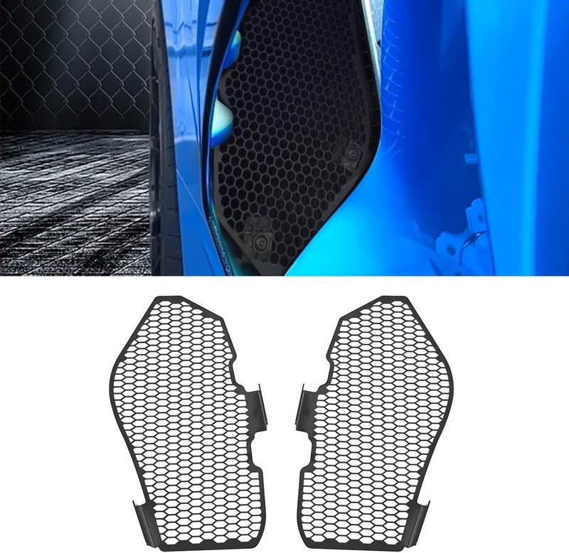 BILLFARO 2Pcs Black Side Intake Mesh Grilles InsertOEM Style Aluminum Driver and Right Passenger Side Radiator Air Intake Vent Guards Accessories for Corvette C8 Stingray Z51 ConvertibleHTC 2020