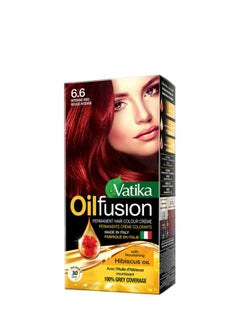 Vatika Naturals Intense Red Coloring Kit With Hibiscus Oil 100% Grey Coverage Permanent Hair Dye With Quick Applicator - 180 ml