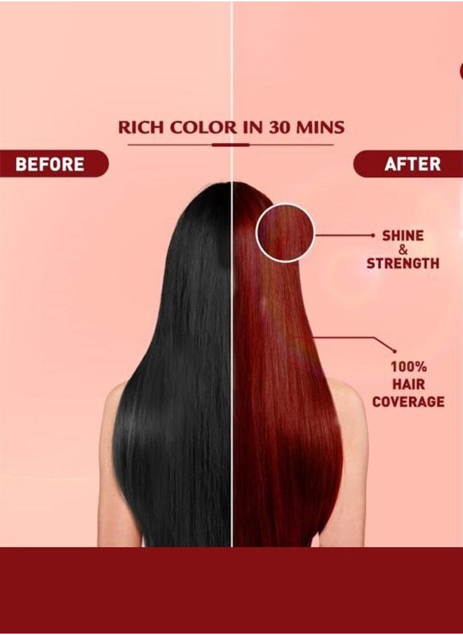 Vatika Naturals - Vatika Naturals Intense Red Coloring Kit With Hibiscus Oil 100% Grey Coverage Permanent Hair Dye With Quick Applicator - 180 ml - Image 1