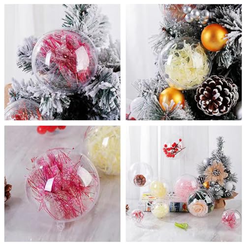 Pungi 20 Clear Fillable Ornaments Balls- 80mm/3.15" Transparent Plastic Thickened Spherical Assembled Craft, for Christmas Tree Decor, and Festive Days Home Party(8cm) - Image 2