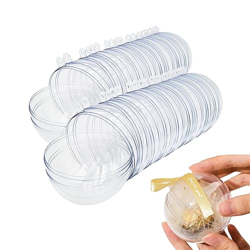 Pungi 20 Clear Fillable Ornaments Balls- 80mm/3.15" Transparent Plastic Thickened Spherical Assembled Craft, for Christmas Tree Decor, and Festive Days Home Party(8cm) - Image 1