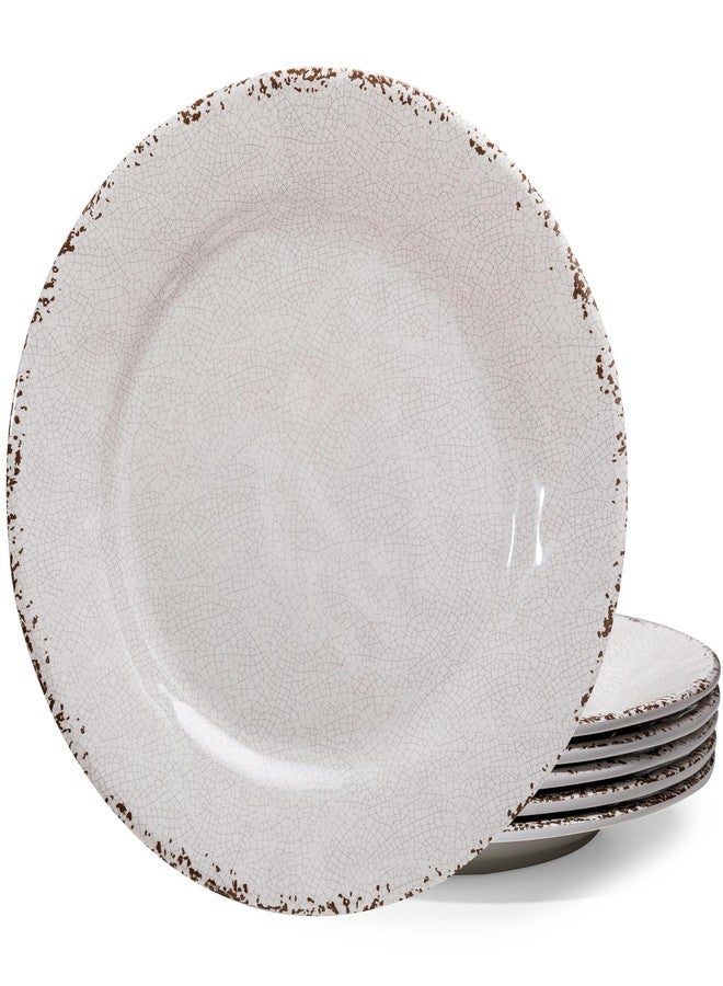 ZAROCRUS Classic Vintage White Melamine Dinner Plate Set, 11-inch Lightweight Round Kitchen Plates Set for Salad, Pasta –Unbreakable RV, Camping Dining Serving Dishes for Parties, Set of 6… - Image 1
