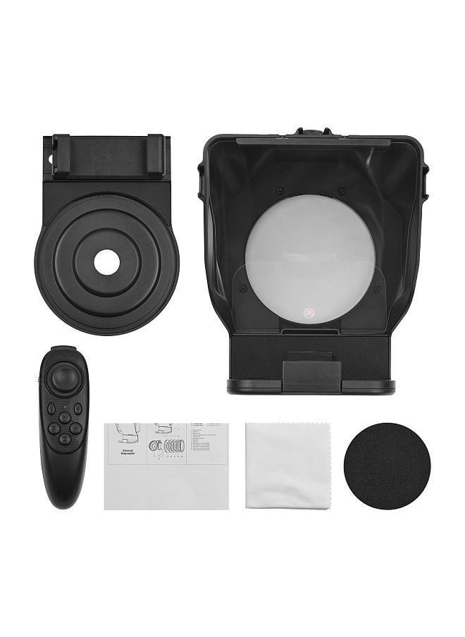 Portable Smartphone Teleprompter Prompter with Phone Holder Adapter Remote Control for Video Recording Live Streaming Interview Presentation Stage Speech