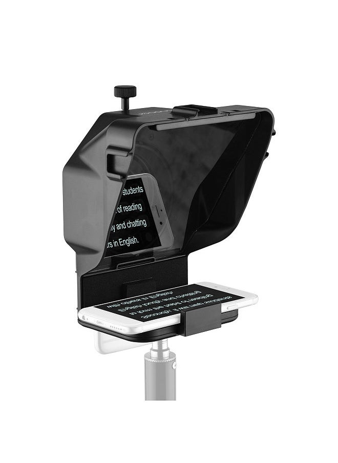 Portable Smartphone Teleprompter Prompter with Phone Holder Adapter Remote Control for Video Recording Live Streaming Interview Presentation Stage Speech