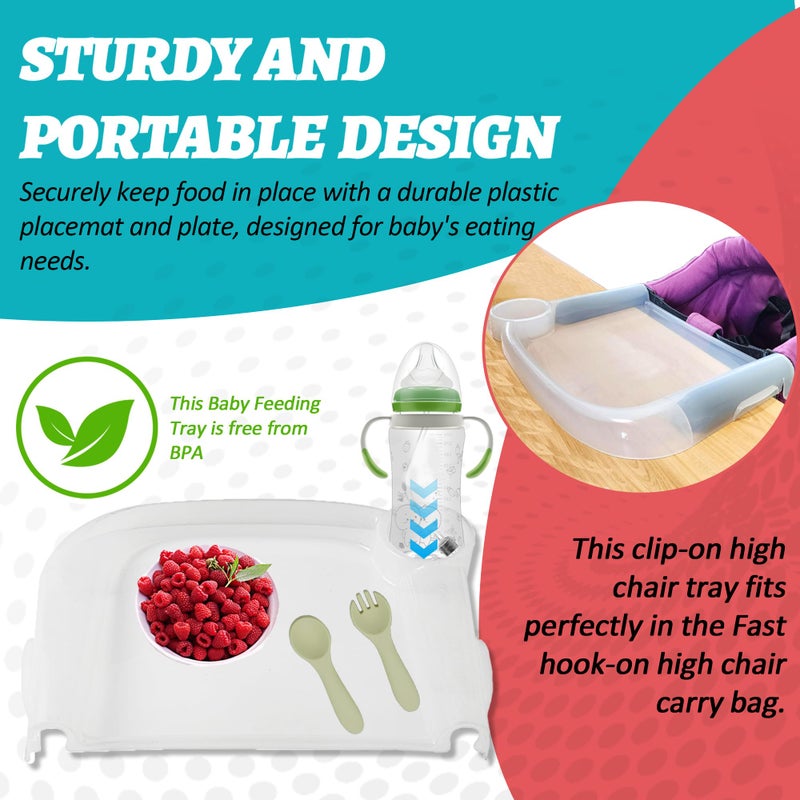 LuQiBabe Clear Plastic Baby Dining Tray Compatible with Ingle-sina Fast Table Chair for Home & Restaurant Use, Portable Clip-On Feeding Tray for Hook-On High Chairs, Dishwasher Safe & BPA Free - Image 4